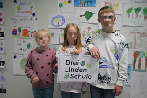 Die Drei-Linden-Schule feiert an zwei Schulorten offiziell den neuen Schulnamen, präsentiert ein neues Logo und hat außerdem allen Grund zur Freude